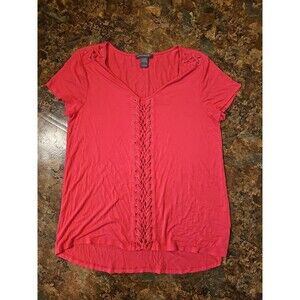 Kate & Mallory Tee Shirt XL Pink Shie Lace Design‎ (A131)